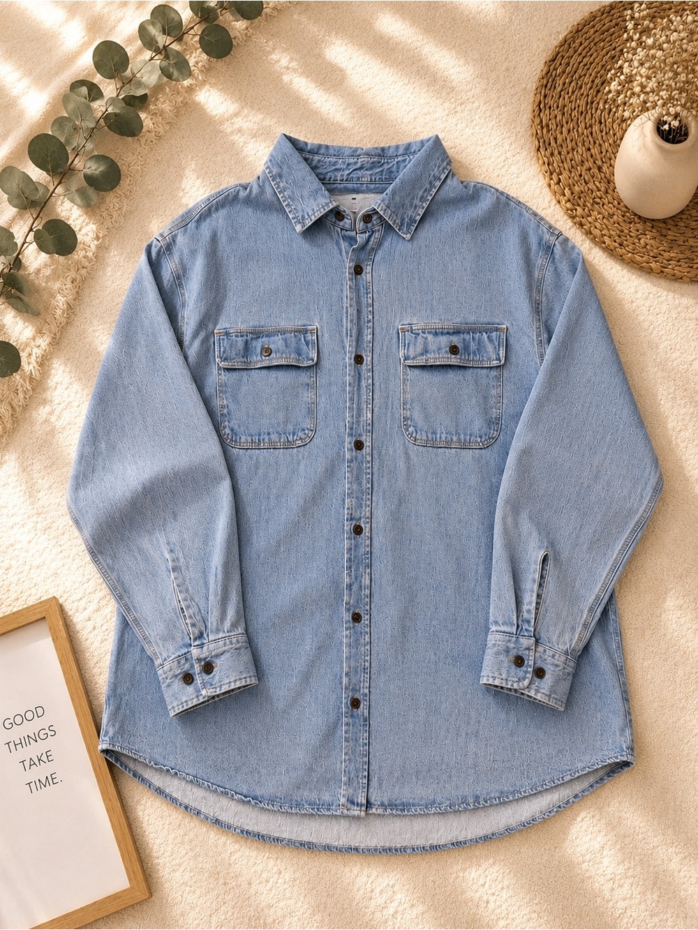 Classic Light Blue Denim Button-Down Shirt